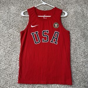 Nike Team USA Shirt Men's Small Red USA Spell Out Olympics Tank Top CN1537-657
